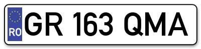 Placuta inmatriculare numar auto  GR-163-QMA, GR 163 QMA, GR163QMA