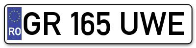 Placuta inmatriculare numar auto  GR-165-UWE, GR 165 UWE, GR165UWE
