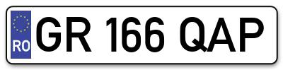 Placuta inmatriculare numar auto  GR-166-QAP, GR 166 QAP, GR166QAP