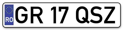 Placuta inmatriculare numar auto  GR-17-QSZ, GR 17 QSZ, GR17QSZ
