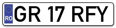 Placuta inmatriculare numar auto  GR-17-RFY, GR 17 RFY, GR17RFY