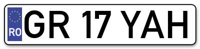 Placuta inmatriculare numar auto  GR-17-YAH, GR 17 YAH, GR17YAH
