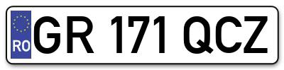 Placuta inmatriculare numar auto  GR-171-QCZ, GR 171 QCZ, GR171QCZ