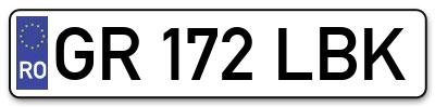 Placuta inmatriculare numar auto  GR-172-LBK, GR 172 LBK, GR172LBK