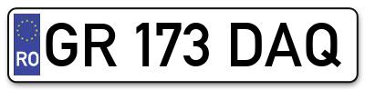 Placuta inmatriculare numar auto  GR-173-DAQ, GR 173 DAQ, GR173DAQ