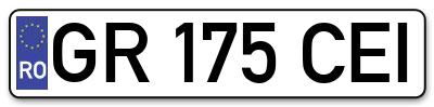 Placuta inmatriculare numar auto  GR-175-CEI, GR 175 CEI, GR175CEI
