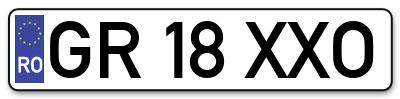 Placuta inmatriculare numar auto  GR-18-XXO, GR 18 XXO, GR18XXO