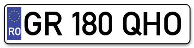 Placuta inmatriculare numar auto  GR-180-QHO, GR 180 QHO, GR180QHO
