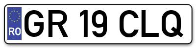 Placuta inmatriculare numar auto  GR-19-CLQ, GR 19 CLQ, GR19CLQ