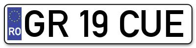 Placuta inmatriculare numar auto  GR-19-CUE, GR 19 CUE, GR19CUE