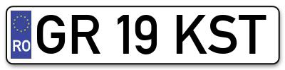 Placuta inmatriculare numar auto  GR-19-KST, GR 19 KST, GR19KST