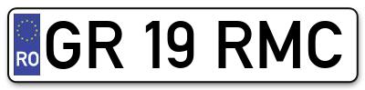 Placuta inmatriculare numar auto  GR-19-RMC, GR 19 RMC, GR19RMC