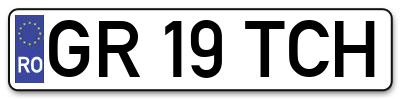 Placuta inmatriculare numar auto  GR-19-TCH, GR 19 TCH, GR19TCH