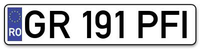 Placuta inmatriculare numar auto  GR-191-PFI, GR 191 PFI, GR191PFI