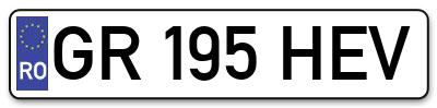 Placuta inmatriculare numar auto  GR-195-HEV, GR 195 HEV, GR195HEV