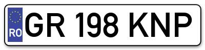 Placuta inmatriculare numar auto  GR-198-KNP, GR 198 KNP, GR198KNP