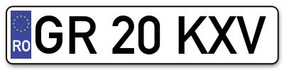 Placuta inmatriculare numar auto  GR-20-KXV, GR 20 KXV, GR20KXV