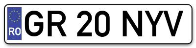 Placuta inmatriculare numar auto  GR-20-NYV, GR 20 NYV, GR20NYV