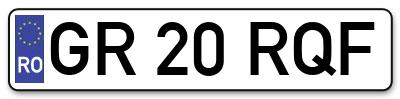 Placuta inmatriculare numar auto  GR-20-RQF, GR 20 RQF, GR20RQF