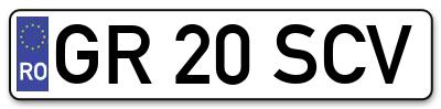 Placuta inmatriculare numar auto  GR-20-SCV, GR 20 SCV, GR20SCV