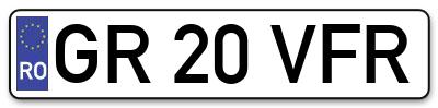 Placuta inmatriculare numar auto  GR-20-VFR, GR 20 VFR, GR20VFR