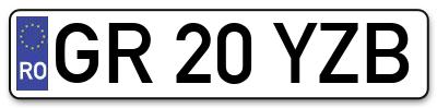 Placuta inmatriculare numar auto  GR-20-YZB, GR 20 YZB, GR20YZB