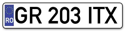 Placuta inmatriculare numar auto  GR-203-ITX, GR 203 ITX, GR203ITX