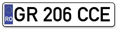 Placuta inmatriculare numar auto  GR-206-CCE, GR 206 CCE, GR206CCE