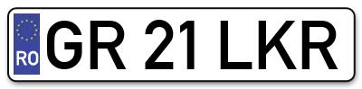Placuta inmatriculare numar auto  GR-21-LKR, GR 21 LKR, GR21LKR