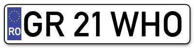 Placuta inmatriculare numar auto  GR-21-WHO, GR 21 WHO, GR21WHO