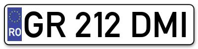 Placuta inmatriculare numar auto  GR-212-DMI, GR 212 DMI, GR212DMI