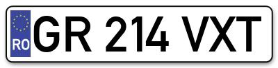 Placuta inmatriculare numar auto  GR-214-VXT, GR 214 VXT, GR214VXT