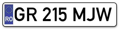 Placuta inmatriculare numar auto  GR-215-MJW, GR 215 MJW, GR215MJW