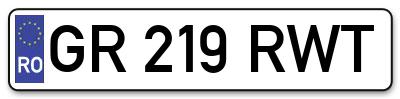 Placuta inmatriculare numar auto  GR-219-RWT, GR 219 RWT, GR219RWT