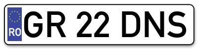 Placuta inmatriculare numar auto  GR-22-DNS, GR 22 DNS, GR22DNS