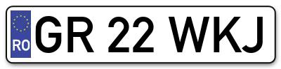 Placuta inmatriculare numar auto  GR-22-WKJ, GR 22 WKJ, GR22WKJ