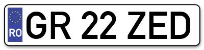 Placuta inmatriculare numar auto  GR-22-ZED, GR 22 ZED, GR22ZED