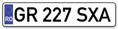 Placuta inmatriculare numar auto  GR-227-SXA, GR 227 SXA, GR227SXA