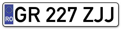 Placuta inmatriculare numar auto  GR-227-ZJJ, GR 227 ZJJ, GR227ZJJ