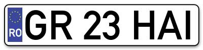 Placuta inmatriculare numar auto  GR-23-HAI, GR 23 HAI, GR23HAI