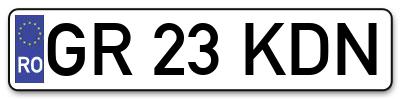 Placuta inmatriculare numar auto  GR-23-KDN, GR 23 KDN, GR23KDN