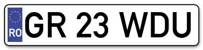 Placuta inmatriculare numar auto  GR-23-WDU, GR 23 WDU, GR23WDU