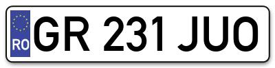 Placuta inmatriculare numar auto  GR-231-JUO, GR 231 JUO, GR231JUO