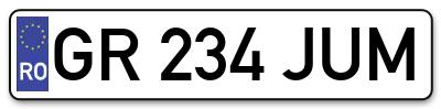Placuta inmatriculare numar auto  GR-234-JUM, GR 234 JUM, GR234JUM