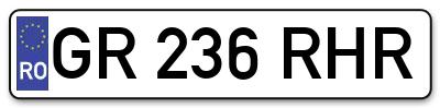 Placuta inmatriculare numar auto  GR-236-RHR, GR 236 RHR, GR236RHR