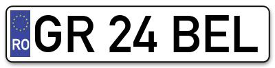 Placuta inmatriculare numar auto  GR-24-BEL, GR 24 BEL, GR24BEL
