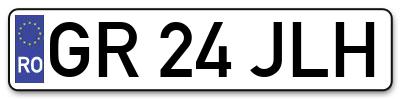 Placuta inmatriculare numar auto  GR-24-JLH, GR 24 JLH, GR24JLH