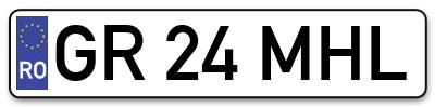 Placuta inmatriculare numar auto  GR-24-MHL, GR 24 MHL, GR24MHL
