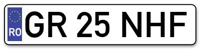 Placuta inmatriculare numar auto  GR-25-NHF, GR 25 NHF, GR25NHF