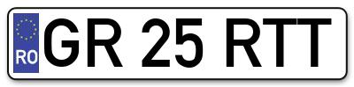 Placuta inmatriculare numar auto  GR-25-RTT, GR 25 RTT, GR25RTT